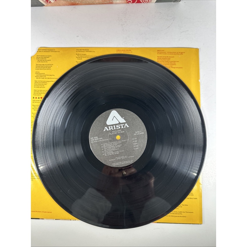 Outlaws - Playin' To Win - 1978 Arista AB 4205 Southern Rock Vinyl LP Lyrics - Picture 2 of 7